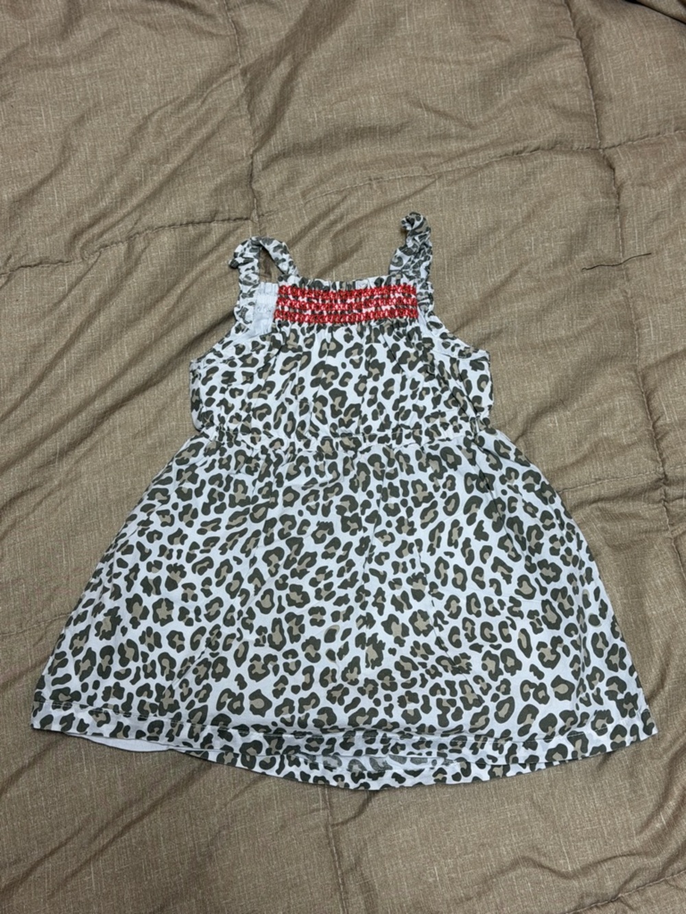 NWOT Leopard Print Sundress with Red Smocked Bodice 9 months